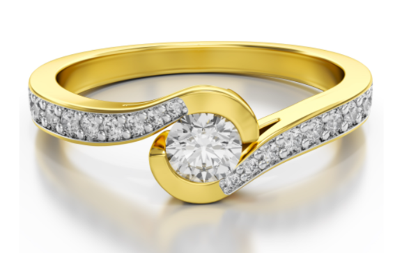 Schitterende Aanzoeksring 14K Geel Goud met Diamanten MODEL 10
