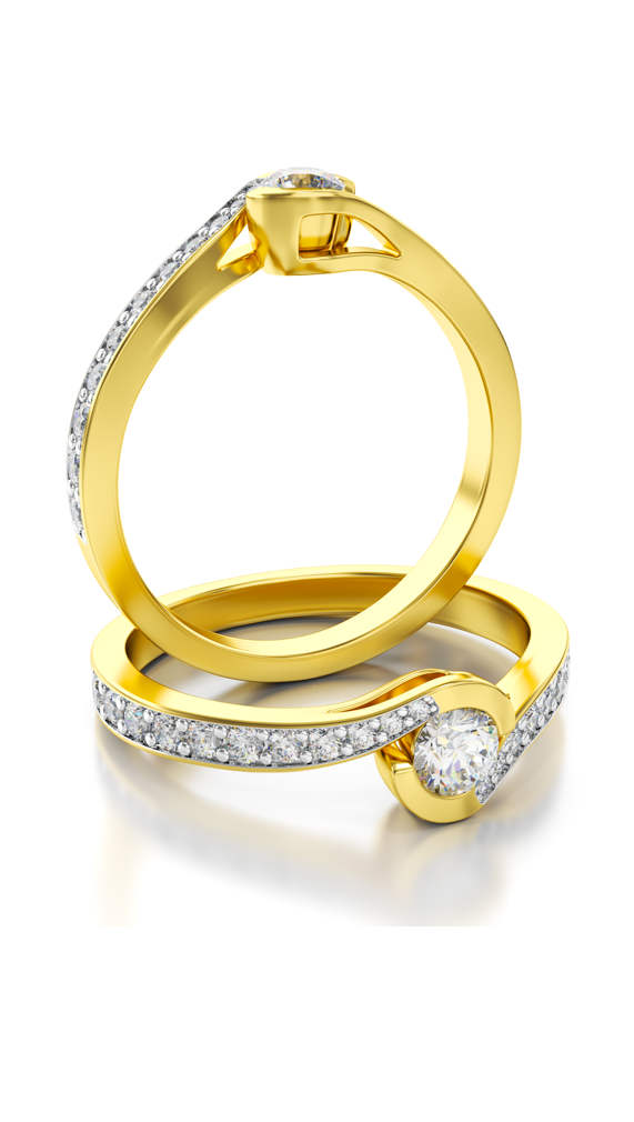 Schitterende Aanzoeksring 14K Geel Goud met Diamanten MODEL 10
