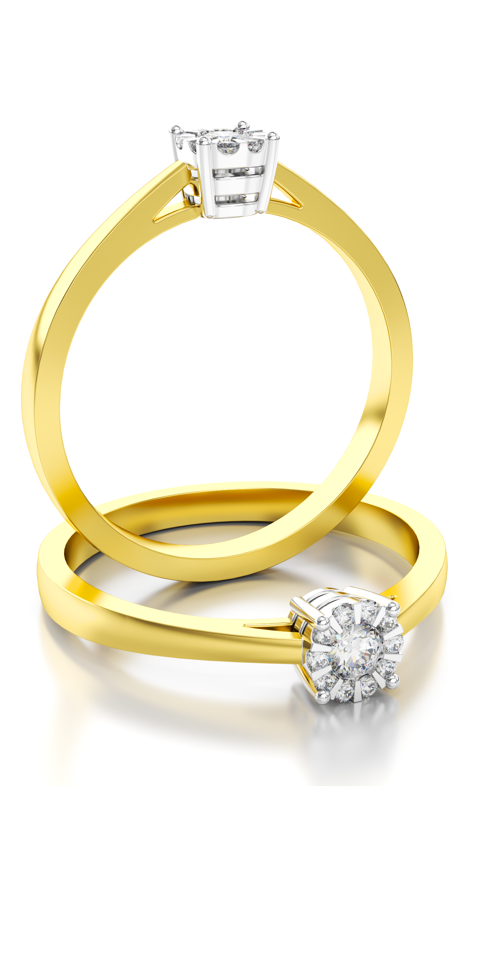 Schitterende Aanzoeksring 14K Geel Goud met Diamanten MODEL 14