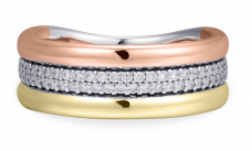 Schitterende Zilveren Ring 14K Bicolor en Zirkonia's model 252