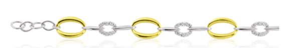 Schitterende 14K Gold Plated Schakel Armband  Zirkonia's Verstelbaar (model BF)