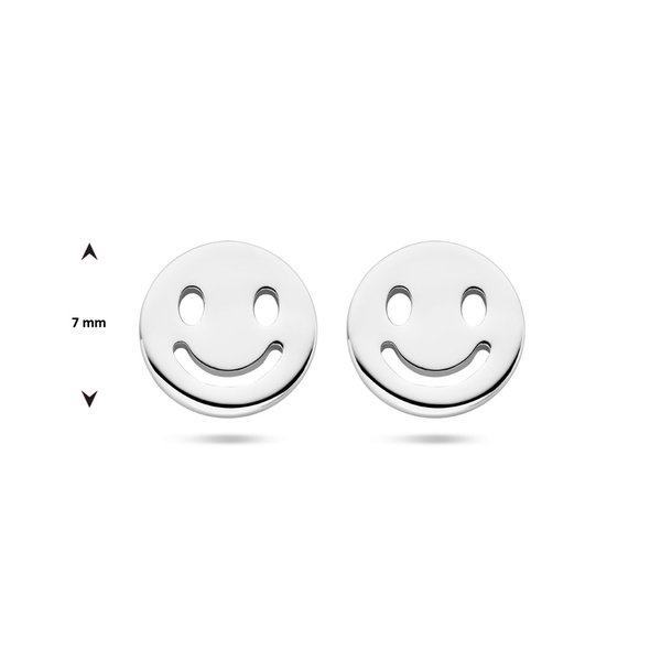 Schitterende Zilveren Oorknoppen met Smiley (model GN)