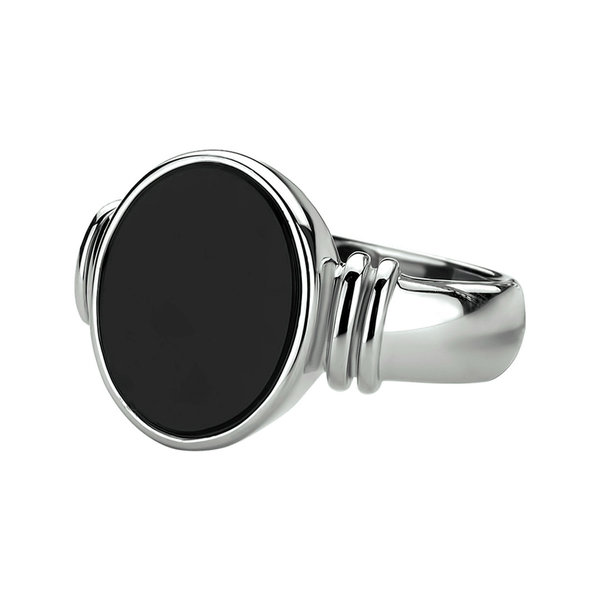 Schitterende Zilveren Ovalen Zegel Ring Zwarte Onyx model 266