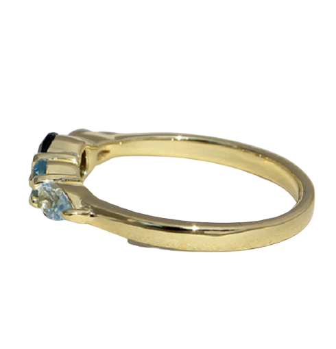 Schitterende 14K Vergulde Zilveren Ring met London Blue Topaas, Topaas en Bergkristal Model 2 C