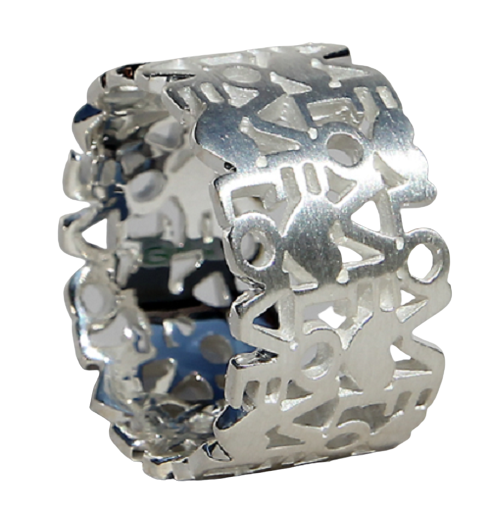 Schitterende Zilveren Brede Ring Liefdesbrief model 7 C