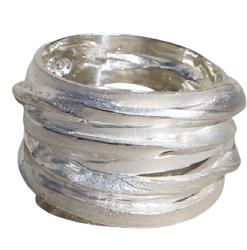 Schitterende Zilveren Brede Gewikkelde Ring model 10 C
