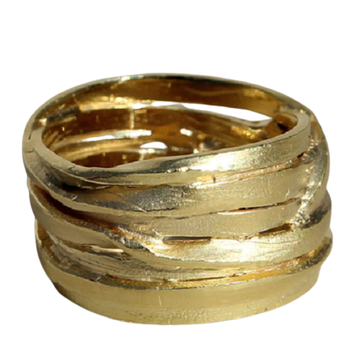 Schitterende 14K Vergulde Zilveren Brede Gewikkelde Ring model 12 C