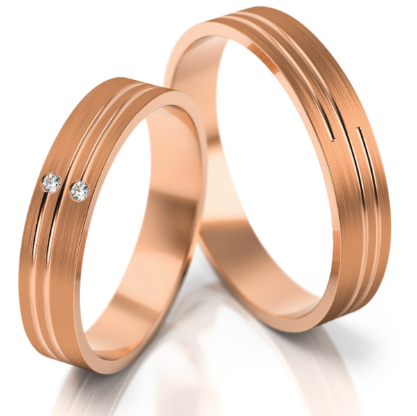 Set Rosé Gouden Ringen voorzien van Diamant model 22087