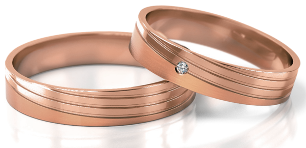 Set Rosé Gouden Ringen voorzien van Diamant model 42994