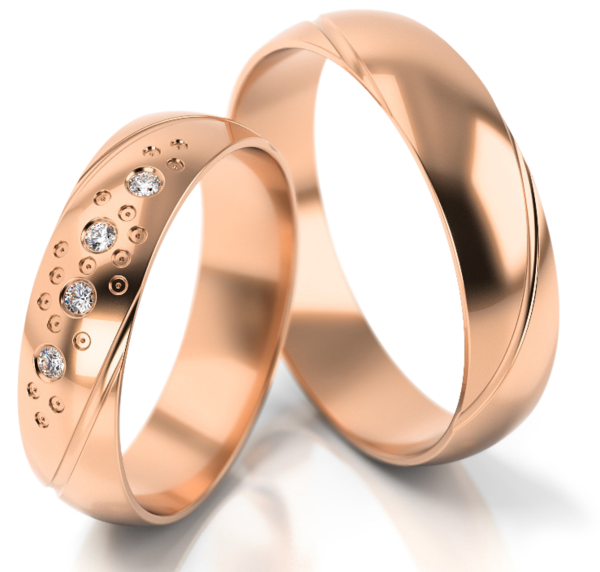 Set Rosé Gouden Ringen voorzien van Diamant model 23045