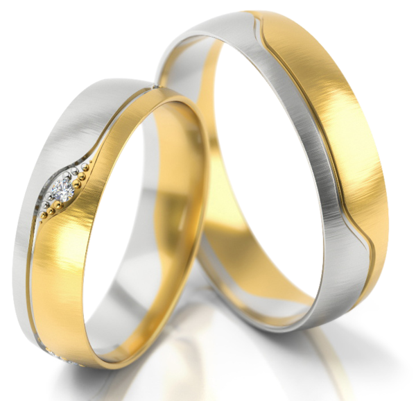 Set Gouden Ringen model voorzien van Diamant 23018