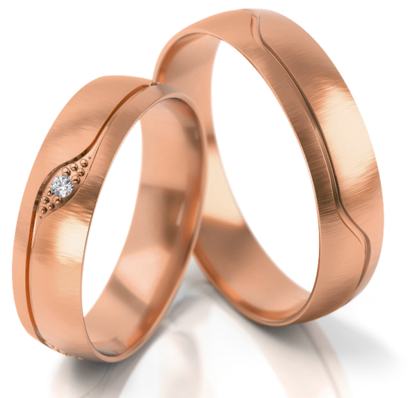 Set Rosé Gouden Ringen voorzien van Diamant model 23018