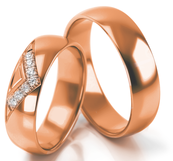Set Rosé Gouden Ringen voorzien van Diamant model 23132