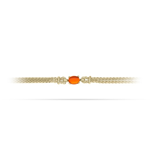 Schitterende 14 Karaat Goud op Zilveren Armband met Oranje Zirkonia  (model BP)