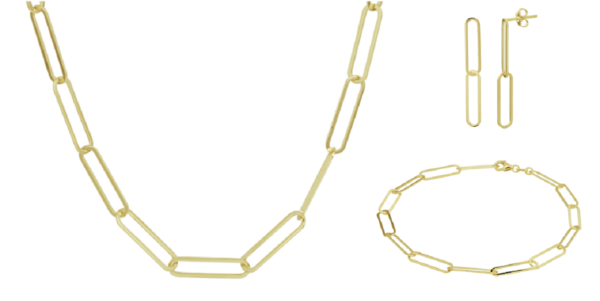 Schitterende 14 Karaat Gouden SET : Halsketting, Armband en Oorstekers
